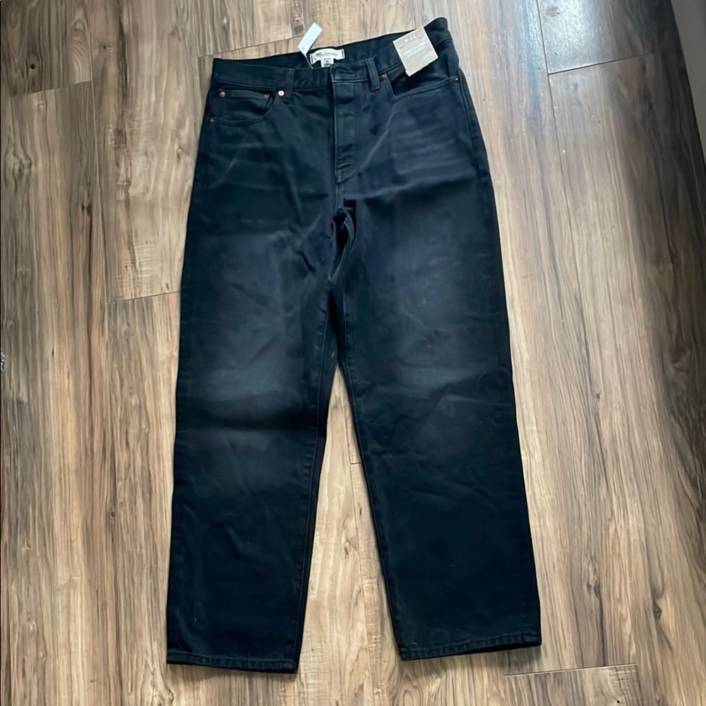 Madewell Black Low-Slung Straight Jeans